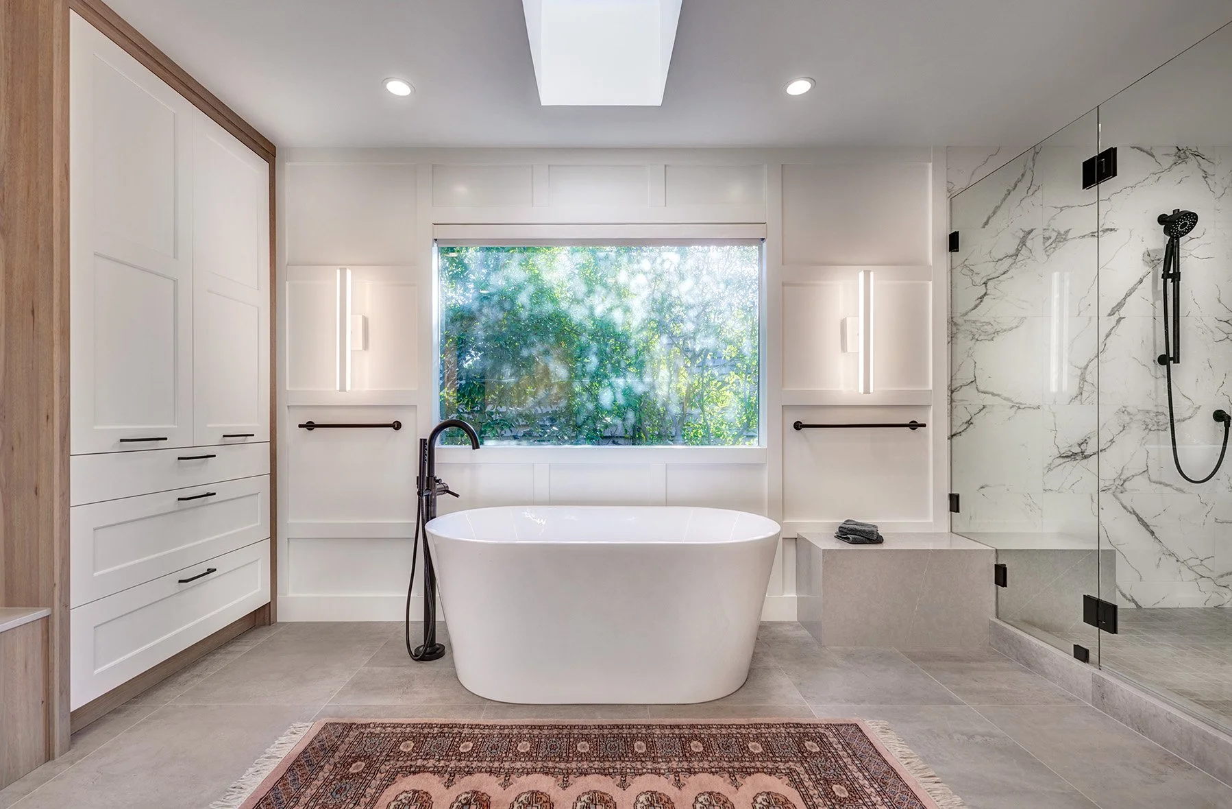 Home remodel, primary bathroom, cabinet millwork, freestanding tub