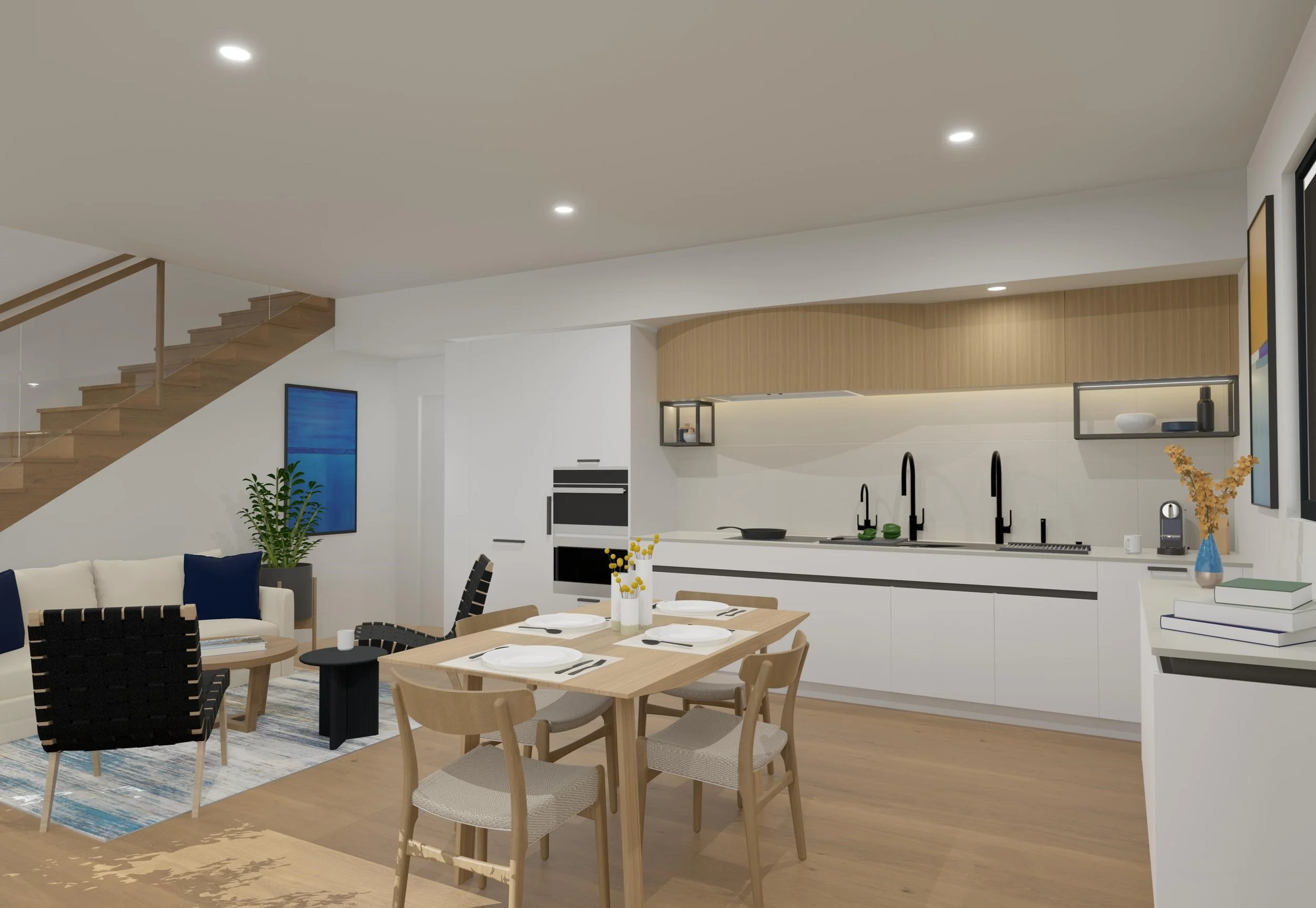 New construction ADU kitchen, European cabinetry, channel hardware, The Galley workstation